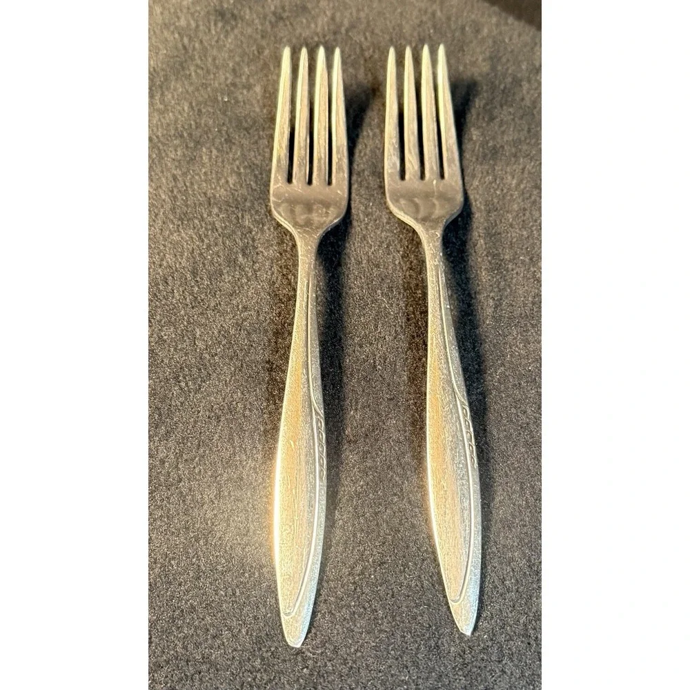 Set Of 2 Dinner Forks Zest Gorham Stegor Stainless Flatware 7 1/2
